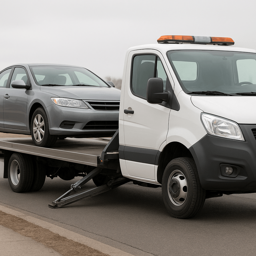 Abschleppfahrzeug lädt ein Fahrzeug auf